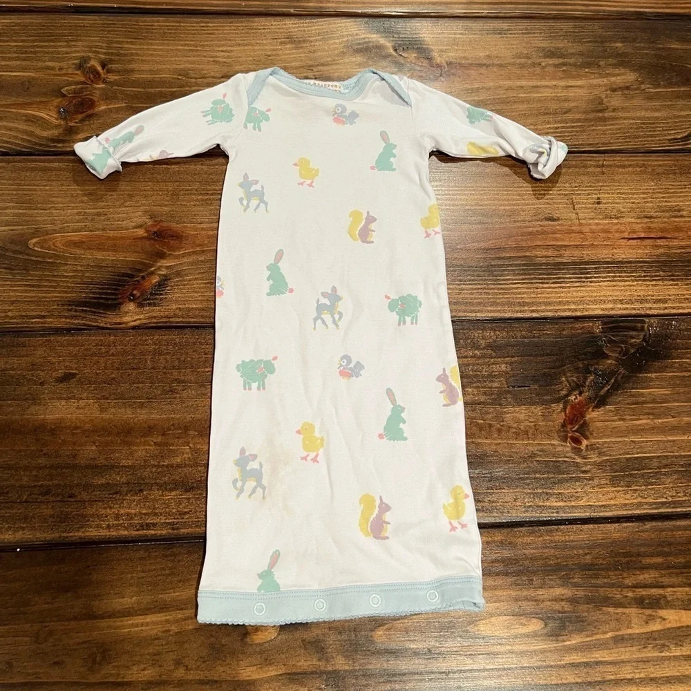 Beaufort Bonnet Co. infant gown, Easter, 0-3 months, newborn, snaps, bunnies